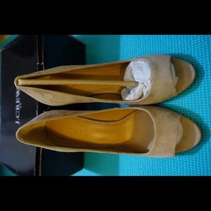 J. Crew Factory suede peep-toe pumps